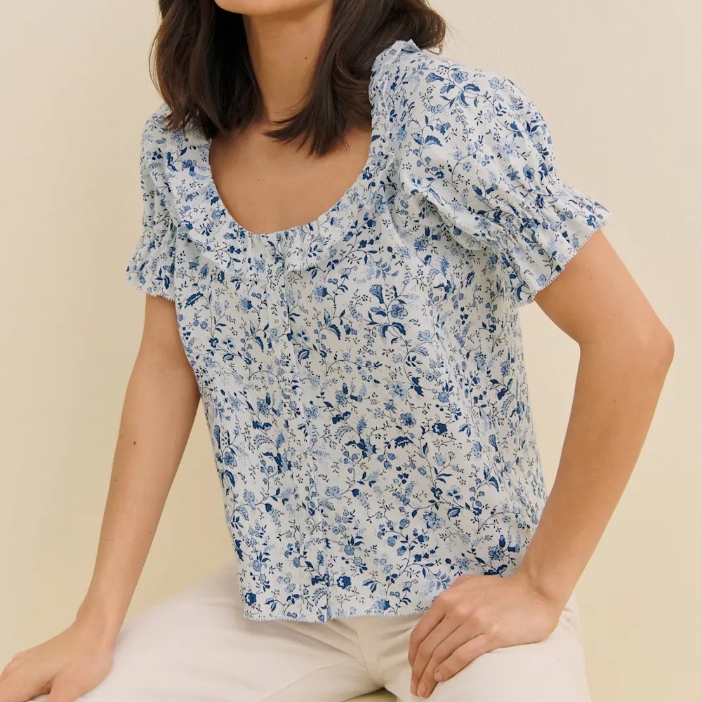 Reformation Sierra Linen Top Blue - Size S